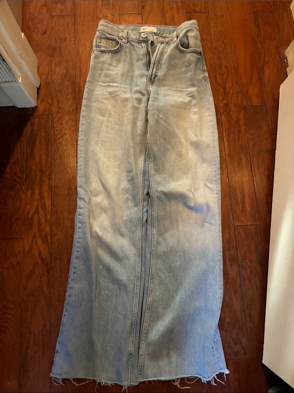 Zara Light Blue High-Waist Wide-Leg Jeans size 0